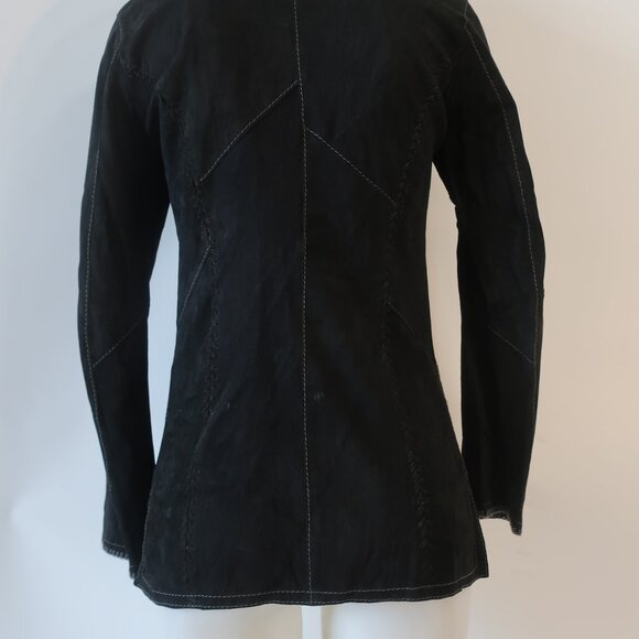 Womens Gitmo's Black Snap Button Suede Shacket Shirt Jacket 42 US/S - Picture 9 of 16